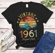 Camiseta de cumpleaños Vintage 1961, regalo de años para niña, esposa, mamá, idea de cumpleaños 60, camisetas de manga corta de algodón de talla grande 100% 2024 - compra barato