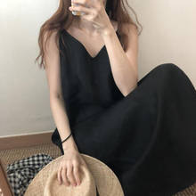 Black Camisole Dress Women's Summer Loose Midi plus Size Chiffon Dress Woman Dress Vestido De Mujer Femme Robe 2024 - buy cheap