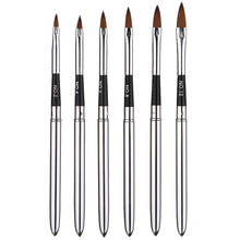 6pcs/Set Hair Acrylic Nail Brush Detachable Carved Pen Carving Polish Gel Nailbrush DIY Nail Art Builder Pens Manicure Tool 2024 - buy cheap