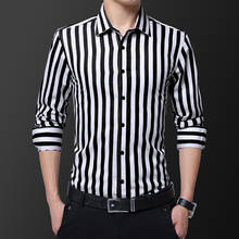Tfetters-camisas masculinas casuais listradas, de algodão, com manga longa, para homens, plus size 5xl 2024 - compre barato