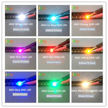 Smd 0603 led diy kit super brilhante vermelho/verde/azul/amarelo/branco/branco morno/rosa/uv/laranja/água claro diodo de luz led conjunto 1000 pces 2024 - compre barato