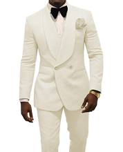 Marfim homem casamento smoking noivo smoking moda masculina blazer 2 peça terno formatura jantar jaqueta feita sob encomenda (jaqueta + calças + gravata) 2024 - compre barato