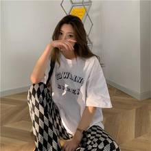 Loose Casual Lazy Letter Tshirt Women's T-shirts Tops Japanese Kawaii Ladies Ulzzang Female Korean Harajuku Clothes For Women 2024 - buy cheap