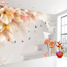 Papel de parede mural 3d personalizado em qualquer tamanho, estilo europeu, flor, pintura de parede, sala de estar, natureza, tema, decoração de hotel, luxo 2024 - compre barato