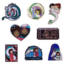 Spirited Away Haku and Chihiro Lapel Pin Ghibli Anime Art Brooch 2024 - buy cheap