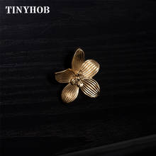 Retro Flower Knob and Handle Gold Handle French Nordic drawer pull Creative Cabinet door knob Solid Brass Vintage Decor Hardware 2024 - buy cheap