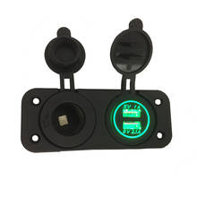 DC 12V - 24V Cigarette Lighter + Dual USB Power Socket Panel 2.1A/1A USB Charger For Car Boat Motorcycle Green Blue Red Yellow 2024 - buy cheap