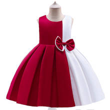 Girl Dress Birthday Party Wedding Ball Gown Tutu Princess Dress Kids Stitching Color Teenager Prom Clothing Girls Bow Dresses 2024 - купить недорого