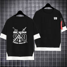 Camiseta holgada Coreana de Anime Sword Art Online, camiseta de dos piezas falsa de Cosplay de Saint Kirito, camisetas de gran tamaño 2024 - compra barato