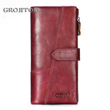 GROJITOO Crazy Horse Cowhide Men's Wallet Genuine Leather Long Stitching Clutch Multi-functional Wallet For Men Short Card Purse 2024 - buy cheap