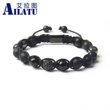 Ailatu Men's Bracelet Natural Onyx Stone Black Cz Braiding Bracelets Stainless Steel Jewelry Provide Free Logo Service 2024 - buy cheap
