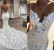 2022 Berta mermaid Wedding Dresses 3D Floral Applique Lace backless Sweep tulle Train Plus Size boho beach Bridal Gowns Robe De 2024 - buy cheap