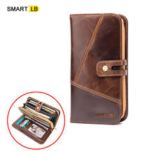 Smart Genuine Leather Men Luxury Brand Clutch Wallet Brand Male Card Holder Long Zipper Around Travel Purse With Passport Holder 2024 - buy cheap