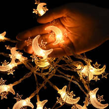 Eid mubarak corda de luz decoração cordão de luz lua estrela led luz de fadas para interior casamento muçulmano festa de pendurar guirlanda 2024 - compre barato