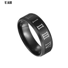 UAH Fashion Roman numerals black ring men's ring cool stainless steel cocktail wedding jewelry fashion letter male rings 2024 - buy cheap