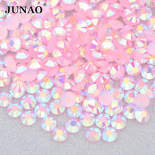 JUNAO-diamantes de imitación redondos para decoración de arte, piedras brillantes de resina de 4, 5 y 6mm, rosa, AB, pegamento en cristal 2024 - compra barato