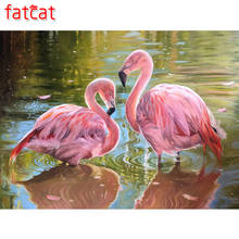 FATCAT Flamingo Diamond Painting 5D DIY Painting Diamonds Red Bird on lake Almaznaya mosaic Rhinestone painting Needlework AE408 2024 - buy cheap