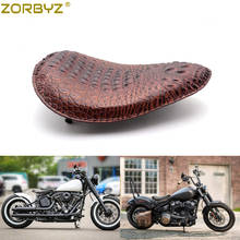 ZORBYZ Motorcycle Brown Crocodile PU Leather Solo Drive Seat Spring & Bracket For Harley Chopper Bobber Custom SX650 2024 - buy cheap