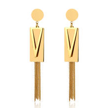 FYSARA Geometric Charm Link Earrings For Women Stainless Jewelry Long Drop Earrings Gold Unique Desgin Luxury Brand Lover Gift 2024 - buy cheap