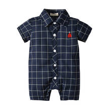 Newborn Baby Romper Summer Clothes Jumpsuit Plaid Romper Blue Cotton Short Sleeve Clothes Summer Sunsuit Outfits 2024 - buy cheap