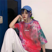 Ins camisetas estilo coreano, camisetas de manga curta, álbum, hip-hop, estampa harajuku, álbum de tintura, roupas vintage, punk, ulzzang 2024 - compre barato