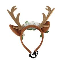 Cão gato animal de estimação cosplay fantasiar-se animal de estimação natal antler rena headband chapéu veados cabeça floral bandas cão ano novo traje 2024 - compre barato