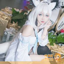 Youtuber Hololive Shirakami Fubuki-peluca blanca recta con orejas, pelo sintético resistente al calor para Cosplay, Vtuber Fox, 100cm 2024 - compra barato