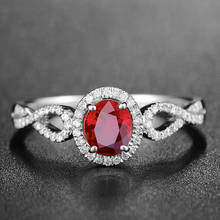 Luxury Female Silver Color Bridal Wedding Ring Oval Cut Red Crystal Zircon Stone Open Adjustable Engagement Rings for Women 2024 - buy cheap