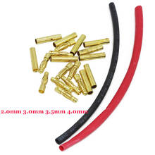 10Pairs 2.0mm 3.0mm 3.5mm 4.0mm Gold Plated Bullet Banana Plugs Connectors With 20CM Heat Shrinkable Tube For RC Lipo Toys 2024 - buy cheap