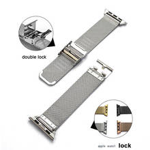 Ремешок «Миланская петля» из нержавеющей стали для Apple Watch series 1/2/3, 42 мм, 38 мм, ремешок для браслета iwatch series 4, 40 мм, 44 мм 2024 - купить недорого