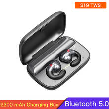S19 наушники-вкладыши TWS с костной проводимости Bluetooth 5,0 наушники Беспроводной наушники Шум шумоподавления спортивные наушники с 2200 мАч зарядный чехол 2022 - купить недорого