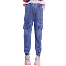 Children's Jeans Solid Cargo Pants Kids Jeans Girl Elastic Waist Jeans For Girls Spring Casual Jeans Clothes For Girls School 2024 - buy cheap