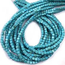 Cuentas de turquesas azules naturales, cuentas sueltas de piedra con forma cuadrada y agujero recto para hacer joyería DIY, accesorios para collar, 4, 6 y 8 mm 2024 - compra barato