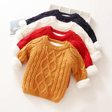 Детская одежда; хлопковые теплые бархатные свитера для маленьких мальчиков; детский зимний свободный свитер с круглым вырезом; вязаные плотные топы унисекс для девочек 2024 - купить недорого