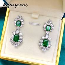 PANSYSEN Solid 925 Sterling Silver Colombia Emerald Simulated Moissanite Diamond Drop Earrings for Women Wedding Birthday Gift 2024 - buy cheap