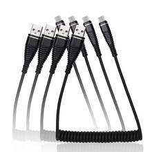 Cable de carga rápida retráctil PU 2.4A, Cable de sincronización de datos tipo C, Micro USB, Flexible, elástico, cargador, novedad de 2021 2024 - compra barato