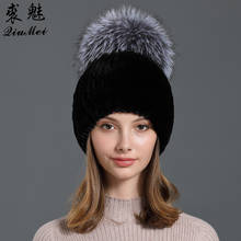 Women's Beanies Hats Winter Real Rex Rabbit Fur Cap New 2019 Trendy Genuine Fur Knitting Woolen Net Lined Female Thicken Fur Hat 2024 - buy cheap