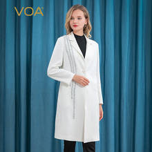 VOA Silk 60m/m Frosted White Heavy Business Suit Collar Mix Material Stitching Stereo Fungus Pleats Single-Breasted Coat FE10 2024 - buy cheap