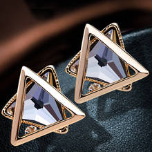 Элегантные серьги ELIfashion со стразами и металлическими двойные треугольники, дизайнерские серьги-гвоздики для женщин, милые модные серьги, ювелирные изделия для вечерние 2024 - купить недорого
