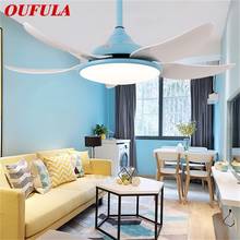 Oufula conduziu a lâmpada do teto com ventilador 3 cores com controle remoto moderno ventilador de iluminação para salas de jantar quarto sala estar 2024 - compre barato