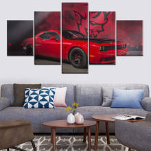 Canvas Modern Picture Home Decoration Red Muscle Car Dodge Challenger Painting Wall Art Prints Poster Modular Frame Living Room 2024 - buy cheap