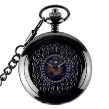 Antique Blue Steampunk Skeleton Mechanical Pocket Watch Men Luxury Brand Necklace Pocket & Fob Watches Chain Male Clock 2024 - buy cheap