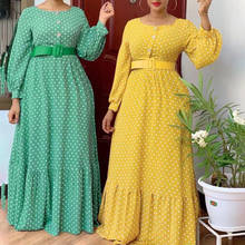 Abaya Дубай, мусульманское модное платье с круглым вырезом, американская одежда, юбка с оборками, платья, элегантный стиль, арабский халат, кафтан 2024 - купить недорого