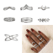 2020 New Fashion Punk Rock Thin Finger Rings Set Argentate Stack Plain Band Finger Knuckle Rings Set for Women Mid Finger Rings 2024 - buy cheap