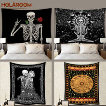 Manta con estampado de calavera de Mandala para Halloween, manta de playa, paño de Picnic, esterilla de Yoga, arte del hogar para decoración de sala de estar 2024 - compra barato