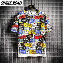 Мужская футболка SingleRoad, летняя футболка с принтом большого размера в стиле хип-хоп, Японская уличная одежда, Harajuku, футболка для мужчин 2020 2024 - купить недорого