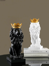 Modern Resin Crown Lion Sculpture Crafts Ornaments Black and White Animal Statue Figurines Gift Entrance Living Room Decoration 2024 - buy cheap