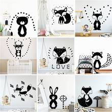 Cartoon Wall sticker Nordic Style Forest Animals fox bear Decals For Children's Room Decoration decals Bedroom decor Vinyl Mural 2024 - buy cheap