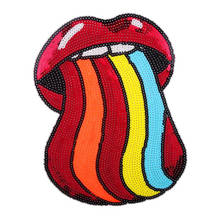 T shirt Women patch color sequins 270mm lips deal with it biker patches for clothing fabric Strange things stickers freeshipping 2024 - buy cheap