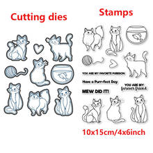 Cat Lover Fishbowl Yarn Heart 2021 New Transparent Stamps and Dies for DIY Scrapbooking Paper Cards Making Crafts Clear Stamps 2024 - buy cheap